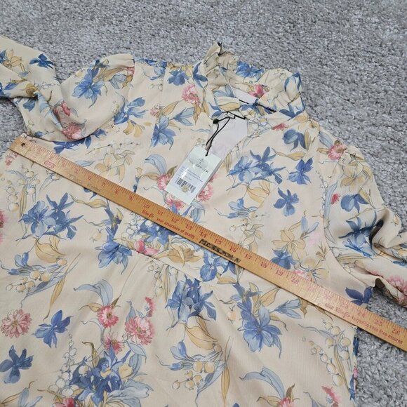 Tuckernuck Floral Drop Waist Mini Dress‎ XXL Ruffle Lined Cottagecore Boho Chic - Picture 13 of 16